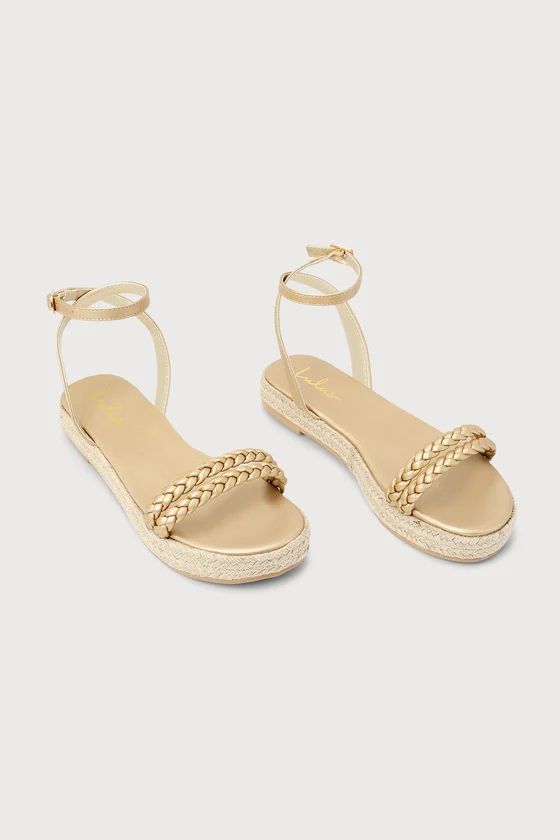 Iriala Gold Raffia Flatform Espadrille Sandals | Lulus (US)