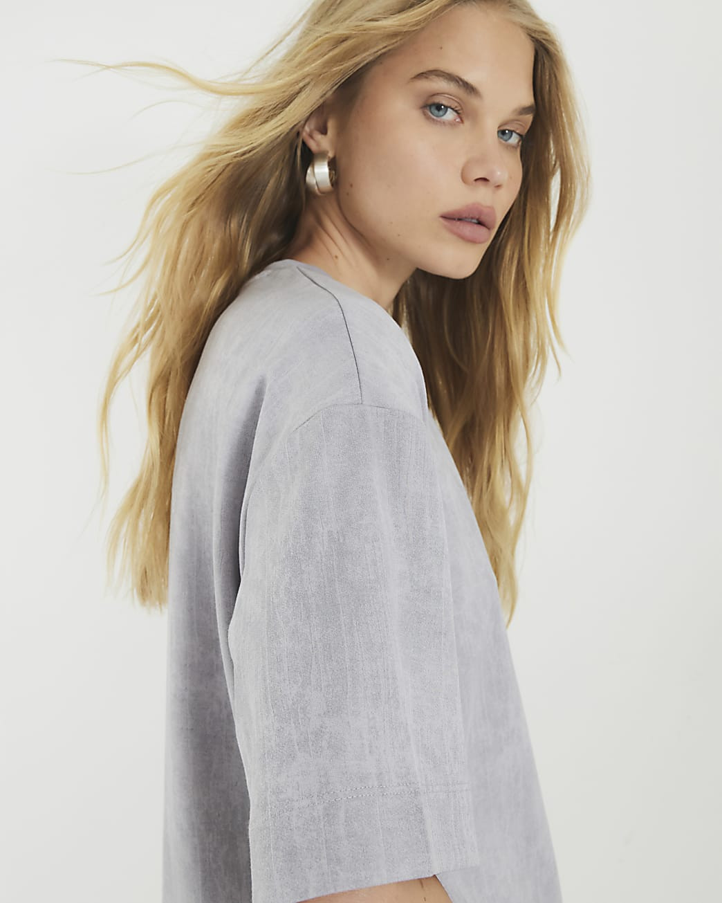 Grey Premium Short Sleeve Boxy Fit T-shirt | River Island UK & IE