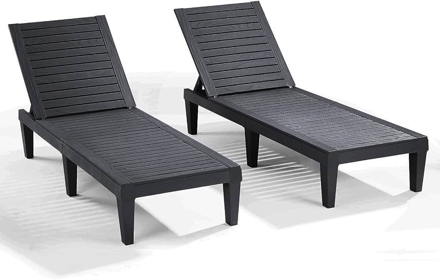 Nestl Patio Chairs - Black Chaise Lounge Chair Outdoor, 5-Position Adjustable Sun Tanning Chair, ... | Amazon (US)