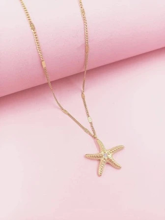 1pc Fashionable Rhinestone Decor Starfish Pendant Necklace For Women For Daily Decoration | SHEIN