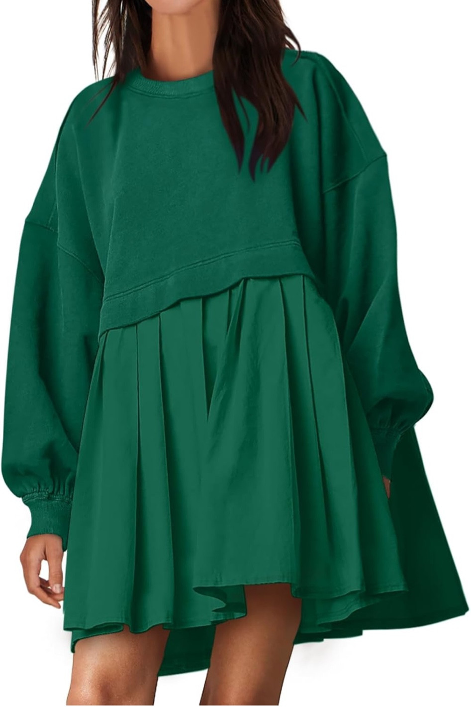 Women Oversized Sweatshirts Hoodie Long Sleeve Crewneck Patchwork Pleated Pullover Mini Dress Fall Outfits 2024

#LTKStyleTip #LTKSeasonal #LTKWorkwear