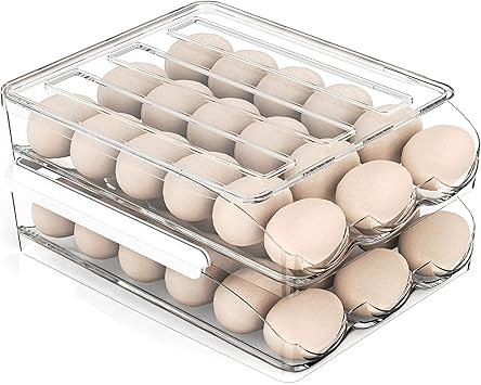 Amazon.com: Large Capacity Egg Holder for Refrigerator, Egg Fresh Storage Box for Fridge, Egg Sto... | Amazon (US)
