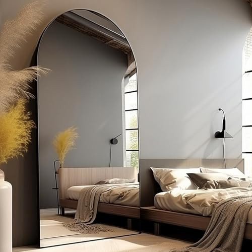 AyeWish Floor Mirror, Oversized Full Length Mirror, Arched Mirror, Large Standing Mirror, Tall Mirror, Wall Mounted, FreeStanding, Giant Mirror, 81"×41", Aluminum Frame - Black | Amazon (US)