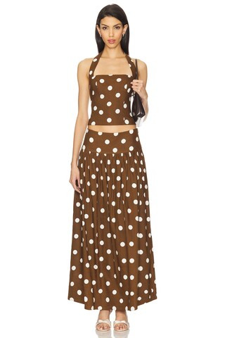 MAJORELLE Luana Top in Brown & Ivory Dot from Revolve.com | Revolve Clothing (Global)