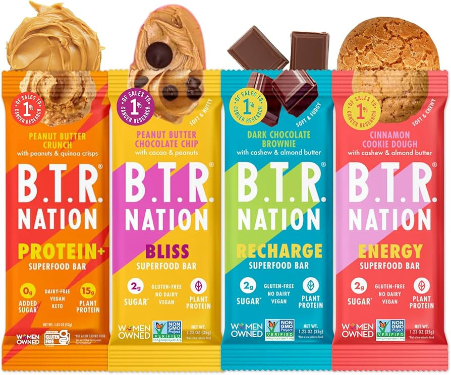 B.T.R. Bar Superfood Keto Protein Bars, Plant Based Vegan Protein, Low Carb Food, Low Calorie, Gl... | Amazon (US)