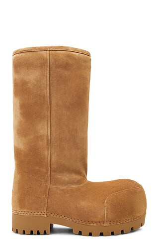 Balenciaga Alaska Fur High Boot in Brown & White | FWRD | FWRD 