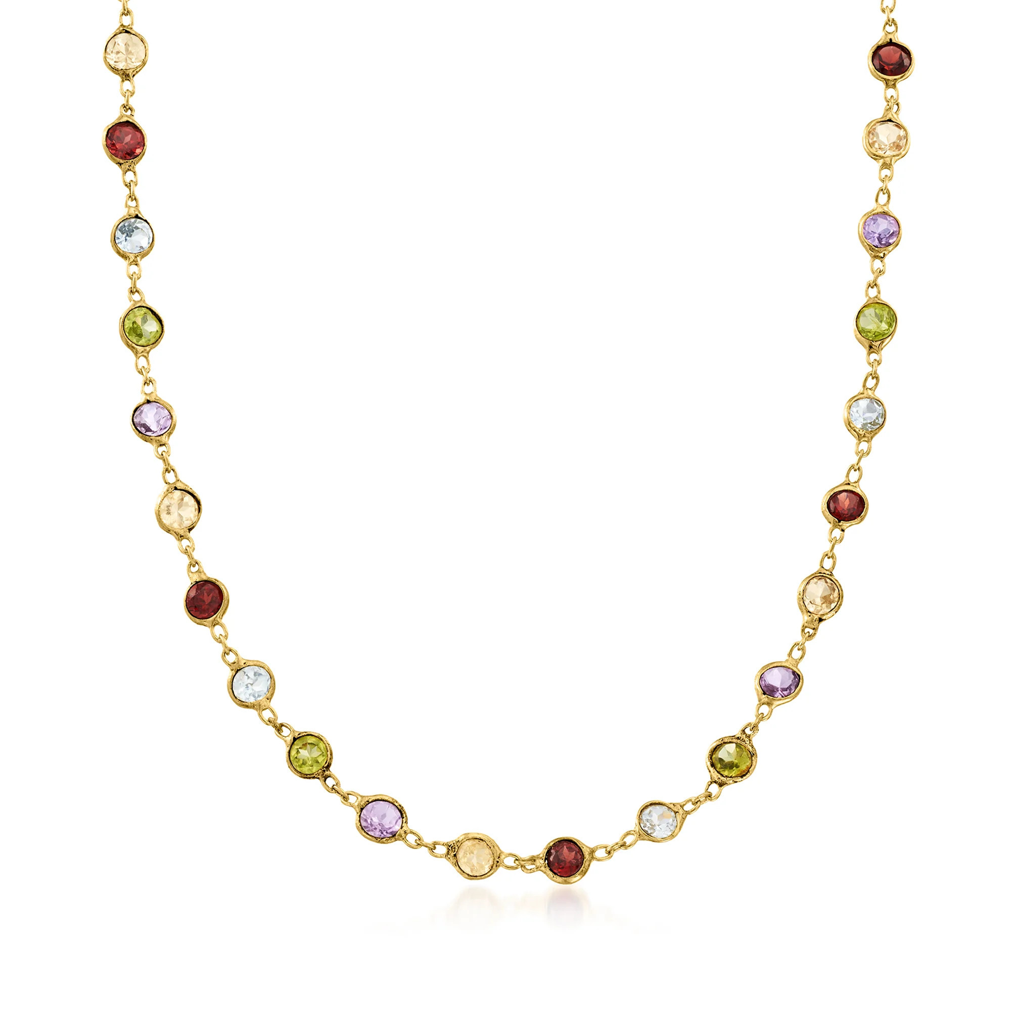 8.85 ct. t.w. Bezel-Set Multi-Gemstone Necklace in 18kt Gold Over Sterling | Ross-Simons