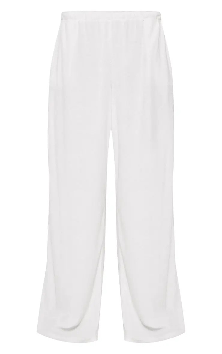 White Toweling Wide Leg Joggers | PrettyLittleThing UK