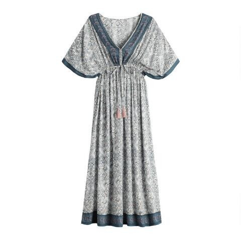 Blue, Pink And Cream Paisley Mira Kaftan Dress | World Market