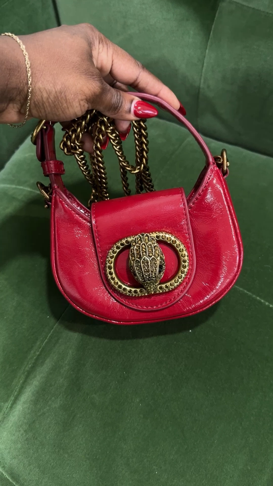 New bag alert and it’s so cute. Red patent leather mini bag with removable chain. Can be worn crossbody, top handle or as a bag charm 

#LTKItBag