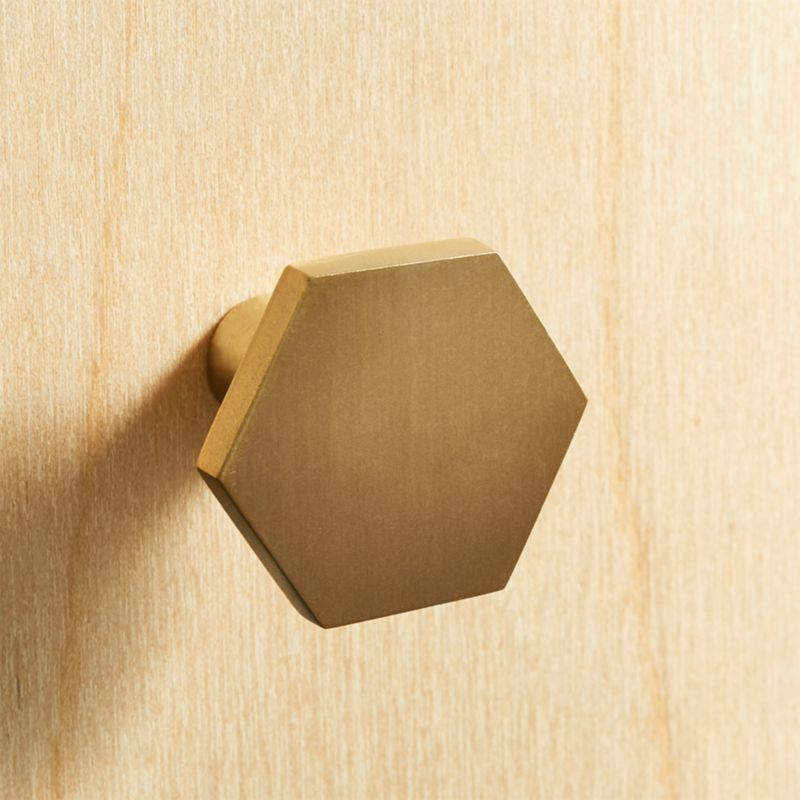 Hex Brushed Brass Mini Knob + Reviews | CB2 | CB2