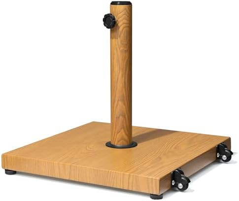 Patio Umbrella Base 43lbs Outdoor Umbrella Stand with Wheels, Heavy Duty Square Concrete Stand Ma... | Amazon (US)