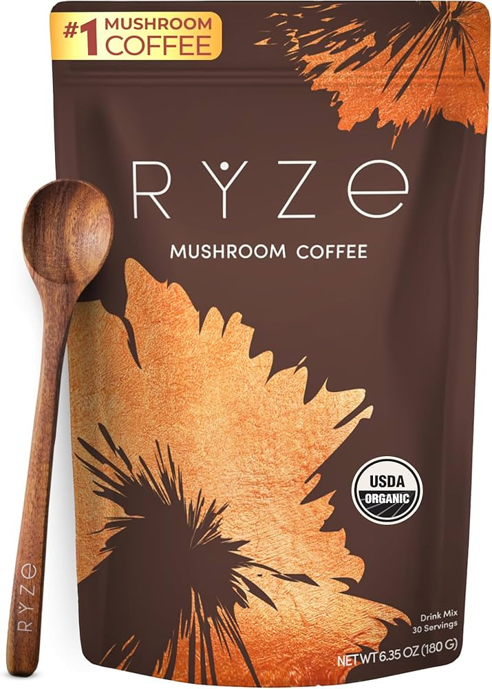 RYZE SUPERFOODS Mushroom Coffee USDA Organic with 6 Adaptogenic Mushrooms and MCT Oil, USA Grown ... | Amazon (US)