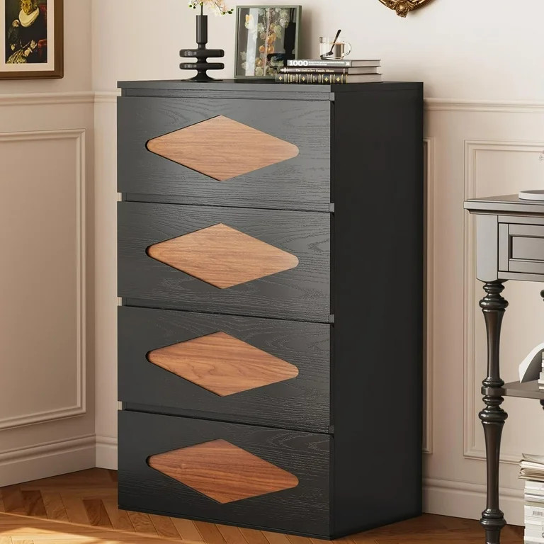 48.3'' Tall Dresser for Bedroom, 4 Chest of Wooden Deep Drawers, Vintage Dresser, Closet Storage ... | Walmart (US)