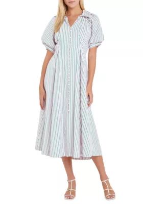 ENGLISH FACTORY Stripe Shirt Midi Dress | Belk