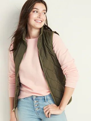 Lightweight Diamond-Quilted Zip-Front Vest for Women | Old Navy (US)