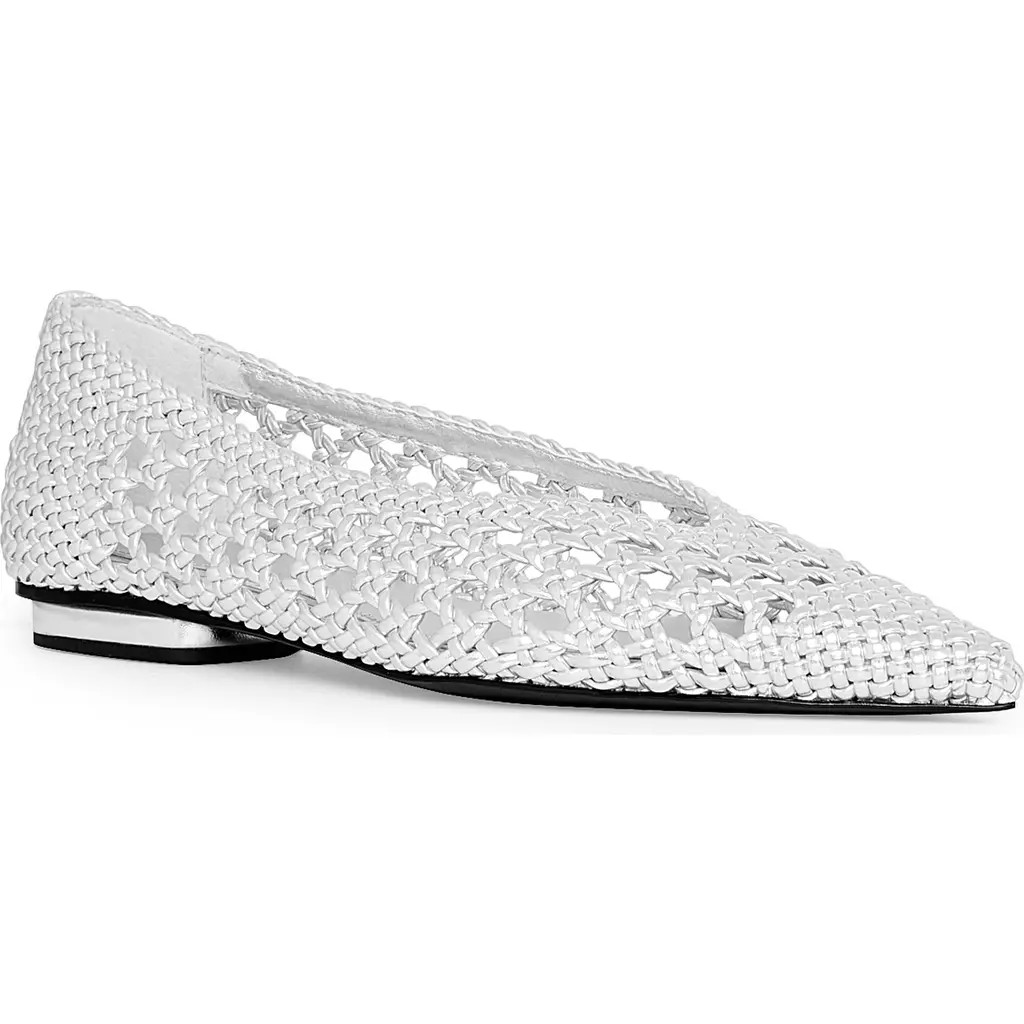 Rebecca Minkoff Bellerina Pointed Cap Toe Flat in Silver at Nordstrom, Size 7.5 | Nordstrom