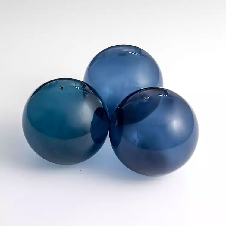 New! Indigo Glass Orbs, Set of 3 | Kirkland's Home