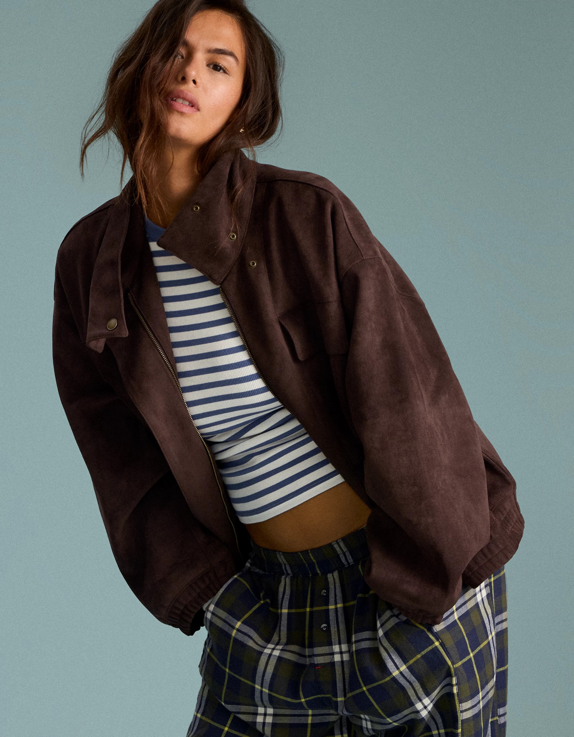 Aerie Faux Suede Bomber Jacket | Aerie