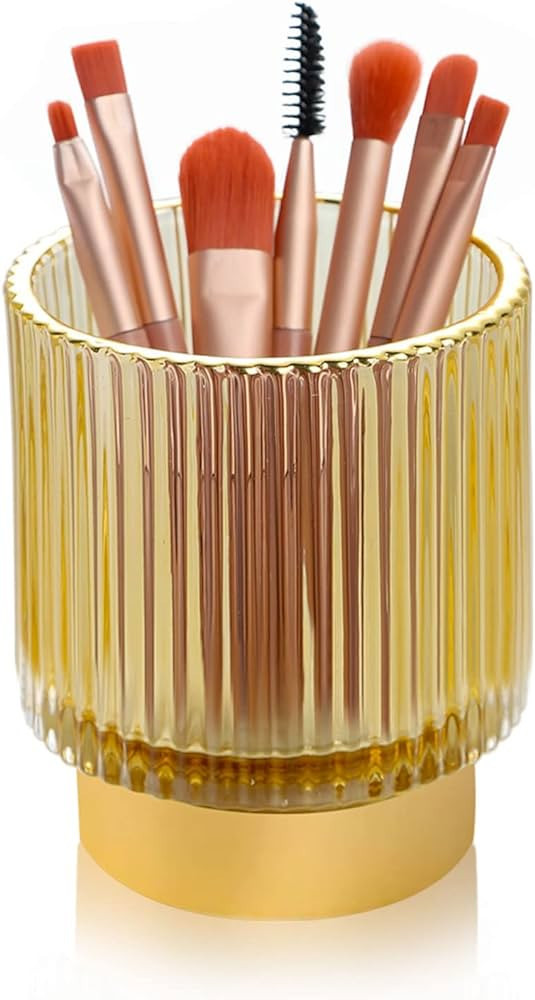 WHJY Makeup Brush Holder Lipstick Organizer Cosmetic Organizer, 3 inch Clear Yellow Crystal Lipgl... | Amazon (US)