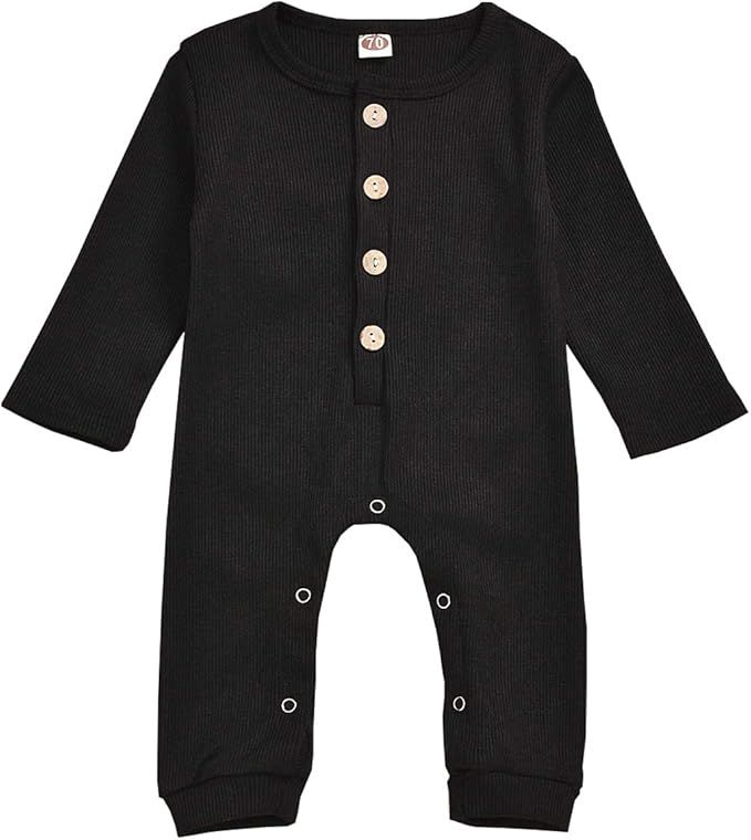 Kislio Newborn Unisex Baby Boys Girls Romper Solid Color Long Sleeve Jumpsuit Clothes | Amazon (US)