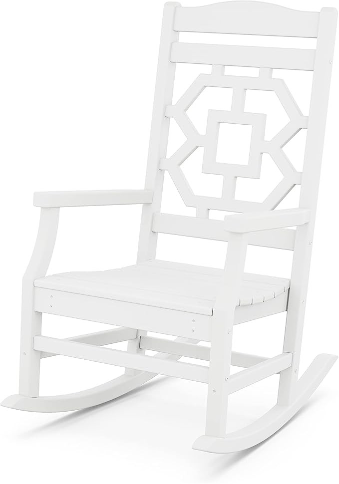 Martha Stewart by POLYWOOD Chinoiserie Outdoor Rocking Chair, White, Durable HDPE All-Weather Pat... | Amazon (US)