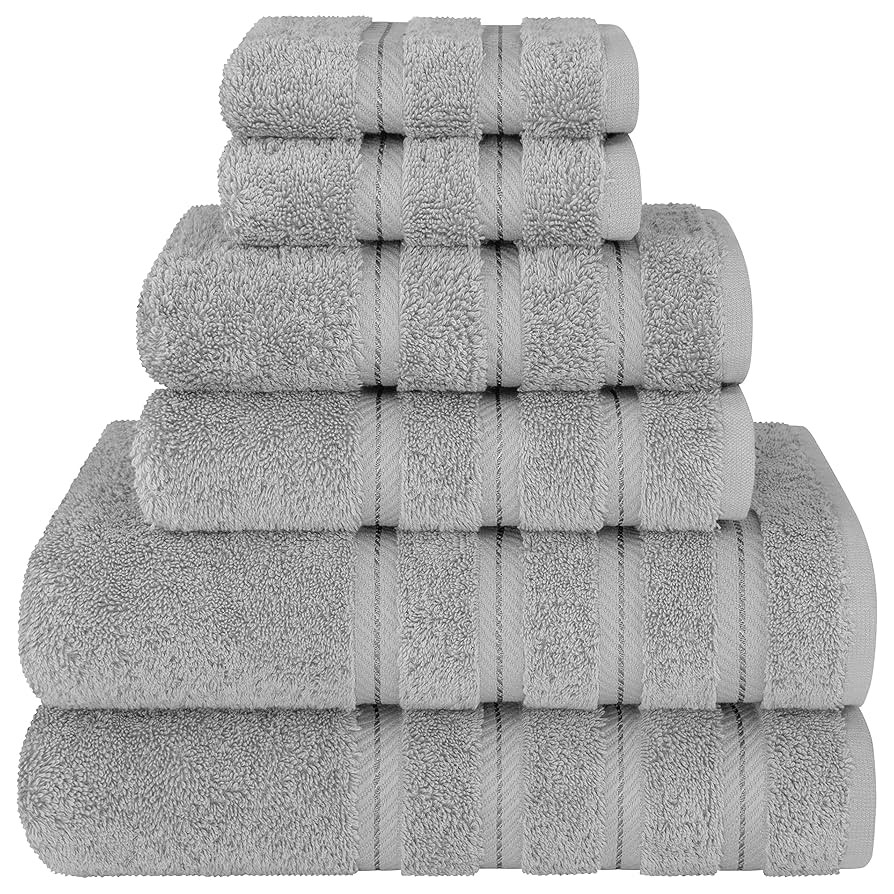 American Soft Linen Luxury 6 Piece Towel Set, 2 Bath Towels 2 Hand Towel 2 Washcloths, 600 GSM 10... | Amazon (US)