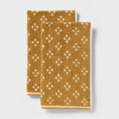 2pk Diamond Harvest Hand Towel Set Gold - Threshold™ | Target
