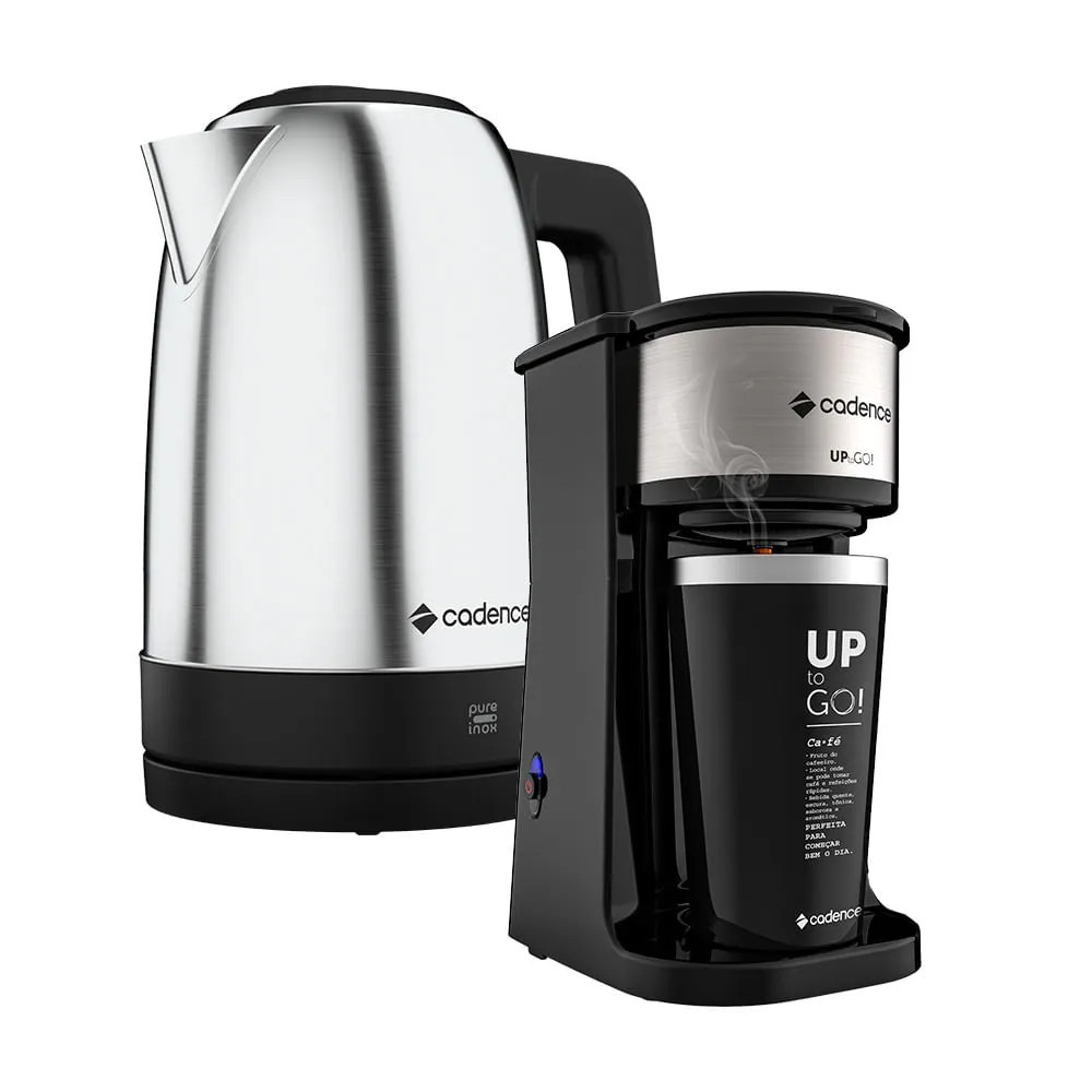 Kit Cafeteira Up To Go E Chaleira Elétrica Pure Inox Cadence 110V | CompraCerta (BR)