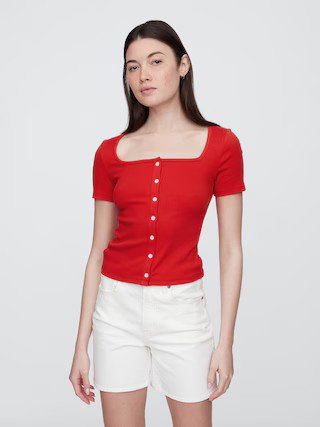 Ribbed Squareneck Top | Gap Factory