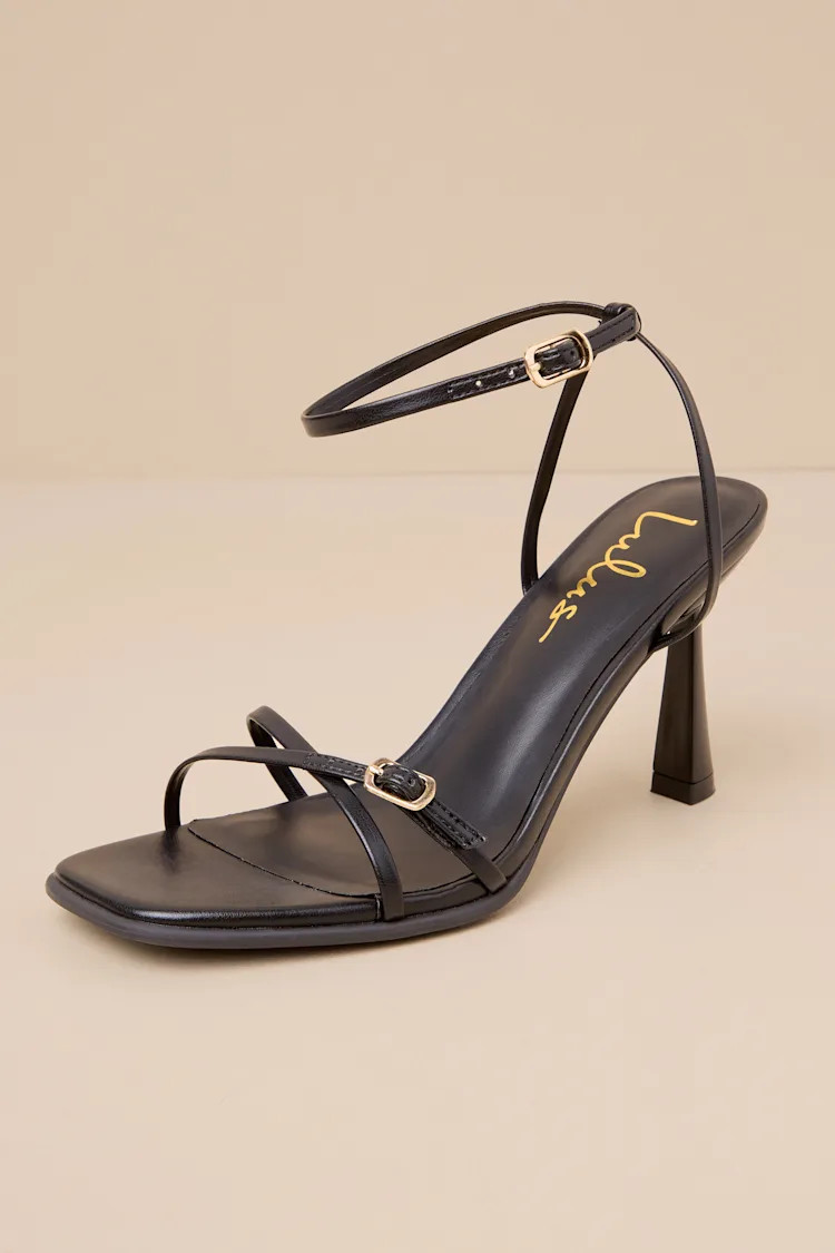 Delphinne Black Ankle Strap High Heel Sandals | Lulus