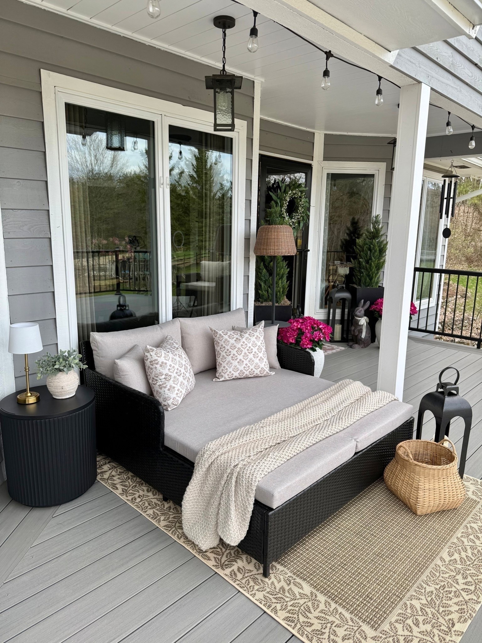 Cozy Outdoor Lounge Setup with Wicker Daybed & Neutral Patio Decor

Follow @farmtotablecreations on Instagram for daily home finds & cozy inspiration 🤍

This outdoor setup is all about layering comfort with clean, timeless pieces. The wicker daybed creates the perfect lounging spot, styled with neutral pillows and a soft throw for that relaxed, inviting feel. Paired with a textured rug, sleek black lanterns, and a simple side table moment, this space feels elevated but still effortless. Everything works together to create a cozy retreat you’ll actually want to sit and unwind in.

#patiofurniture #outdoorliving #wickerfurniture #outdoordecor #patiostyle #neutraldecor #lanterns #outdoorrug #throwpillows #cozyoutdoor #daybed #outdoorstyle

#LTKHome #LTKSeasonal #LTKSaleAlert