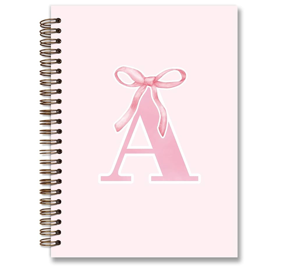 Coquette Trendy Preppy Pink Bow Spiral Notebook,Initial A Journal Personalized Teen Girl Gifts,Mo... | Amazon (US)