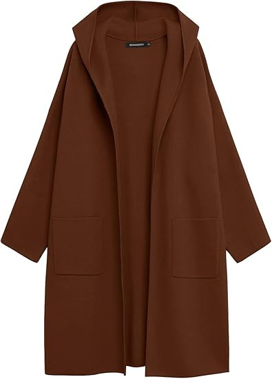 MEROKEETY Long Hooded Cardigan Sweaters for Women Oversized Open Front Coatigan Lady Jacket Coat ... | Amazon (US)