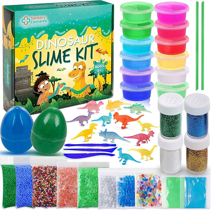 Dinosaur Slime Kit for Boys & Girls - 12 Colorful Premade Slime, 12 Glow in The Dark Dinosaur Toy... | Amazon (US)