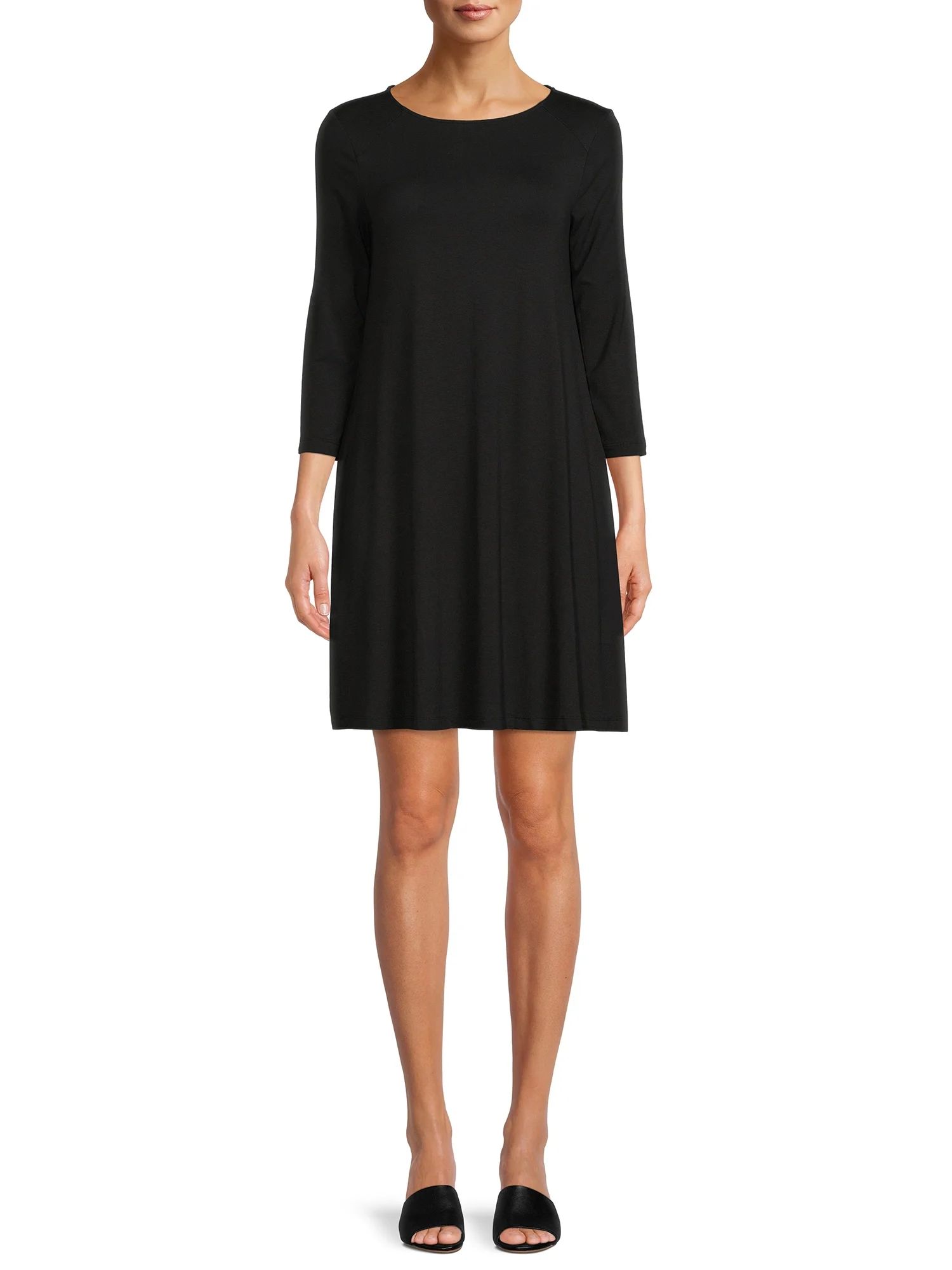 Time and Tru Women's Dress with 3/4-Length Sleeves | Walmart (US)
