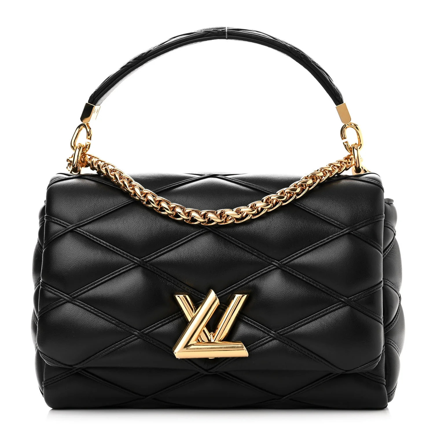 LOUIS VUITTON Lambskin Malletage Top Handle GO-14 MM Black | FASHIONPHILE (US)