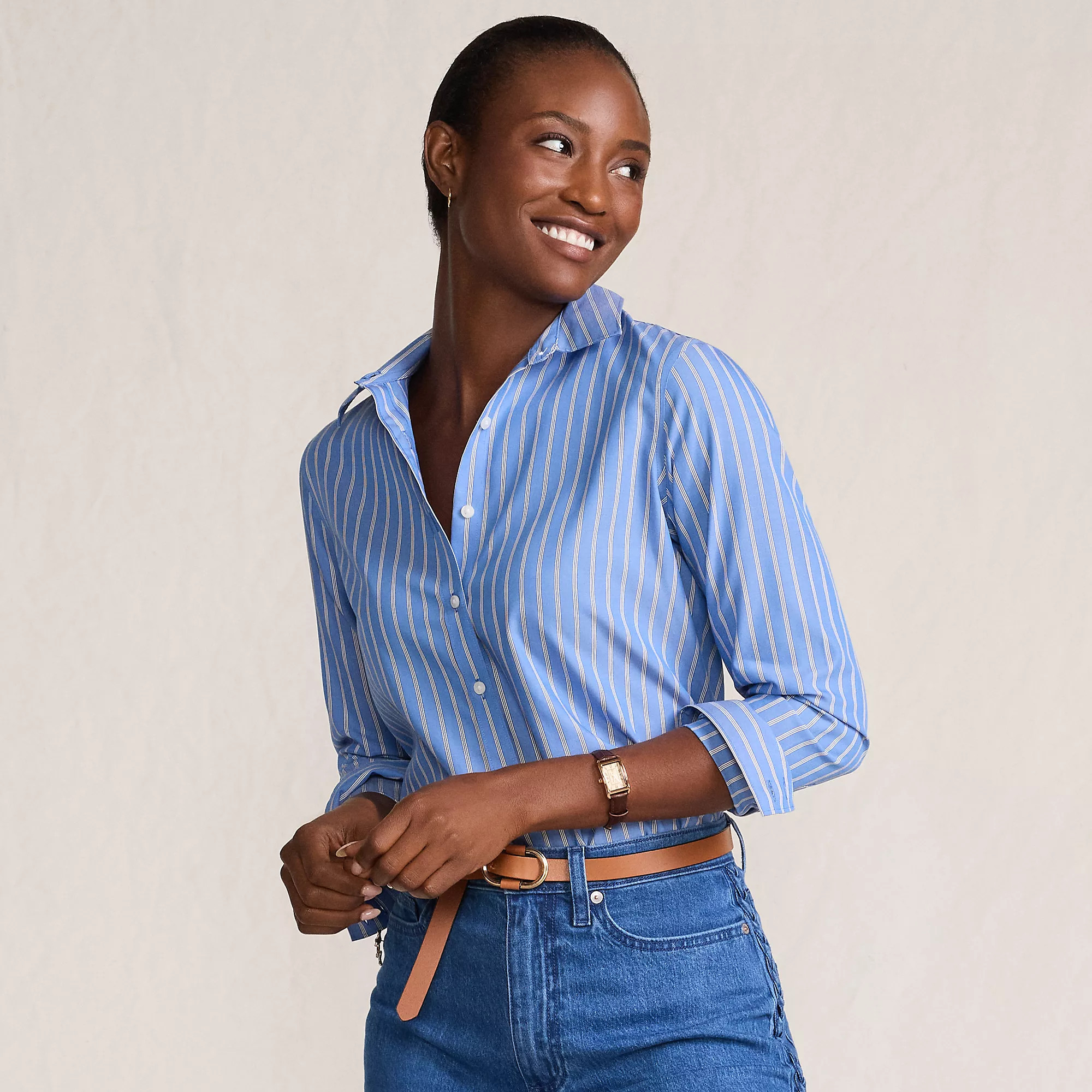 No Iron Button Front Shirt | Lands' End (US)