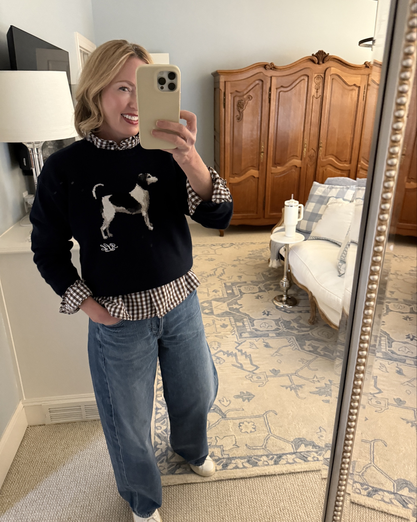 If you see me this winter I’ll definitely be wearing a dog sweater and smiling. 

These Ralph Lauren sweaters are absolutely adorable and the quality is so good! The fit is classic (I ordered my usual size medium) but I say size up if you’d like a relaxed oversized fit. Love it paired with my favorite Amazon gingham ruffle button down and comfy drawstring jeans (I sized down one in the jeans)

#LTKOver40 #LTKGiftGuide #LTKmomlife
