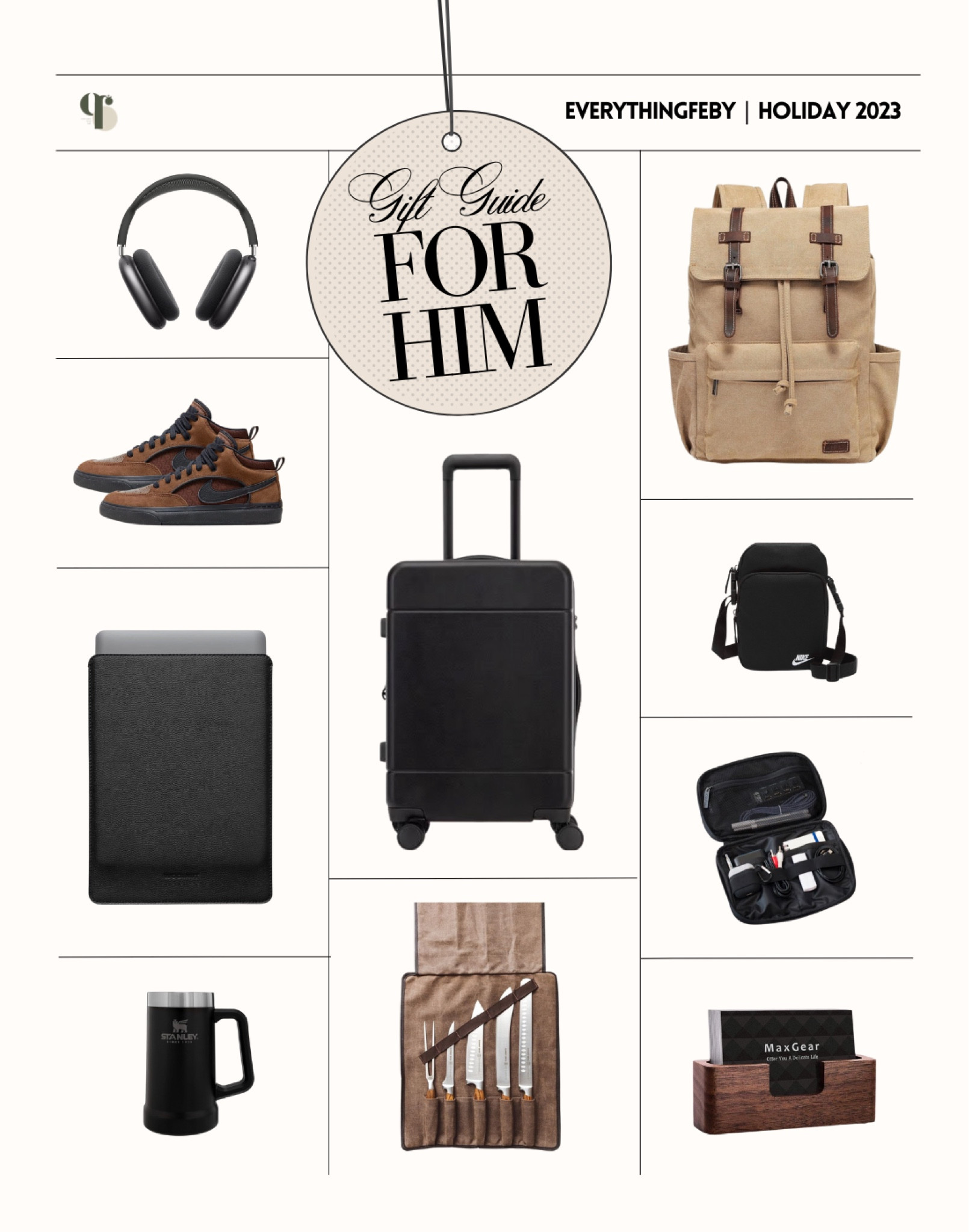 Holiday Gift Ideas For Him

Christmas gift guide / amazon holiday gift guide / airpod max / carry on luggage / suitcae / laptop sleeve / tech organizer / beer stainer / crossbody bag / backpack / card holder / nike sneakers / gift guide for travel / barbeque tool set

#LTKGiftGuide #LTKCyberWeek #LTKmens