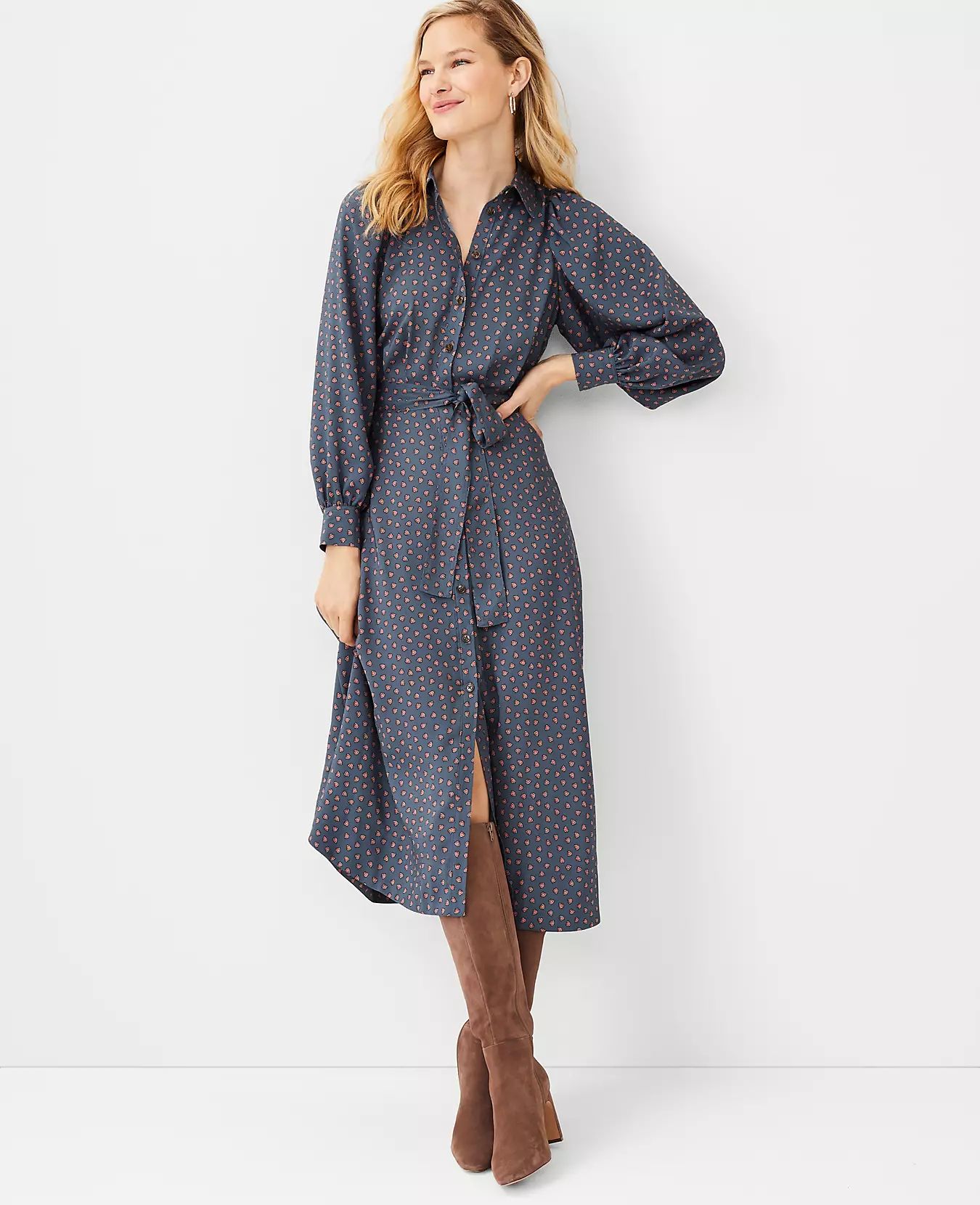 Heart Collared Midi Shirtdress | Ann Taylor (US)