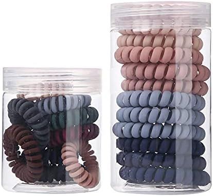 WECTORY 2Packs (22Pcs) New 6 Colors Mixed Size Spiral Hair Ties, Coil Hair Ties, Phone Cord Hair ... | Amazon (US)