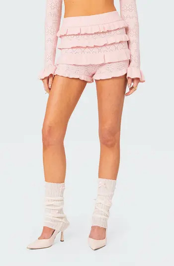 EDIKTED Lindsay Ruffle Knit Shorts | Nordstrom | Nordstrom