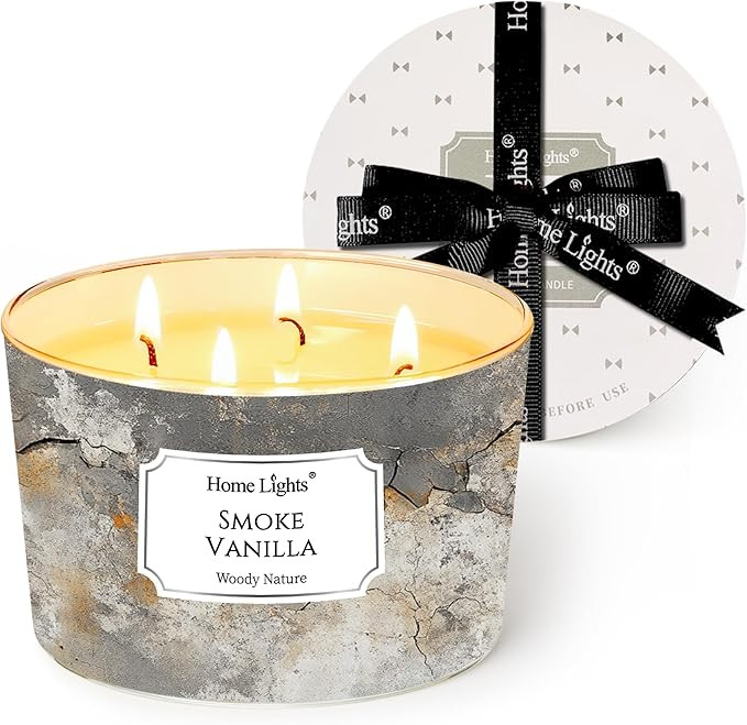 HomeLights Large jar Candle | 4-Wick Long-Lasting Scented Candles, 18oz Natural Soy Wax Candle fo... | Amazon (US)