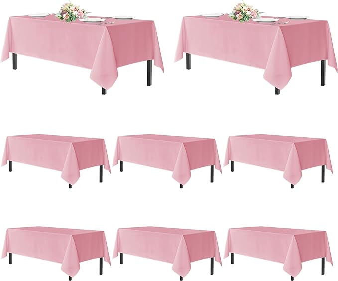 sancua Pink Tablecloths for 6 Foot Rectangle Tables, 8 Pack - Washable Polyester Fabric Table Clo... | Amazon (US)