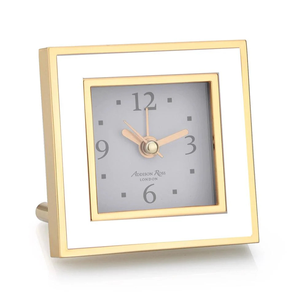 White & Gold Square Silent Alarm Clock | Addison Ross US
