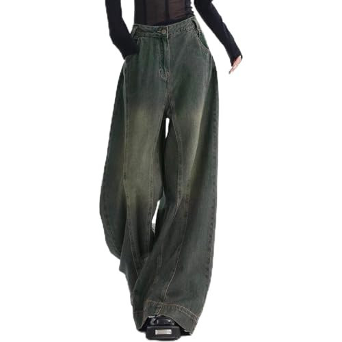 Womens Flare Jeans High Waisted Wide Leg Baggy Jean for Women Loose Denim Pants 90s Baggy Jeans Trouser Jeans with Pockets Small Z07-Dark Blue | Amazon (US)