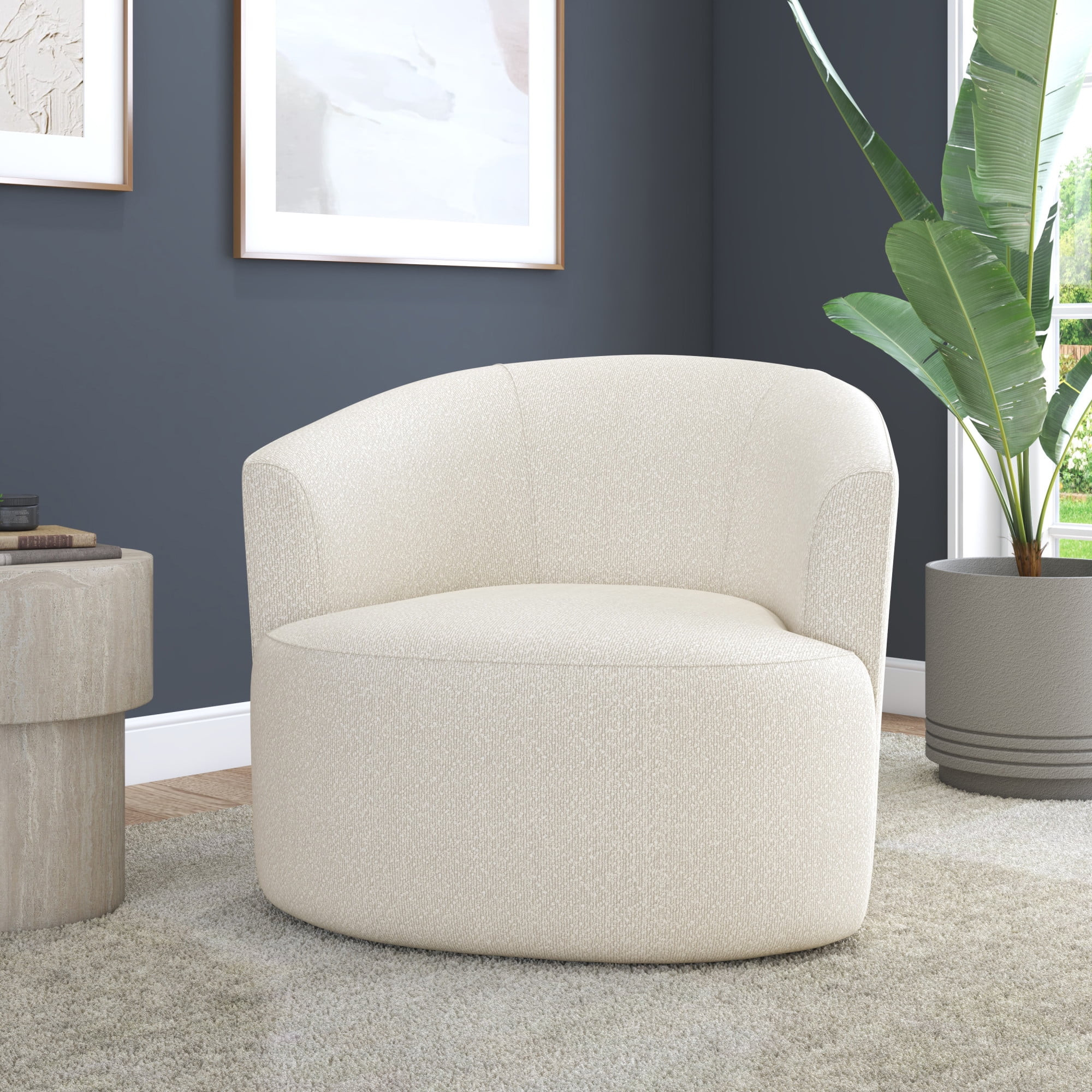 Mainstays Boucle Swivel Chair, Ivory | Walmart (US)