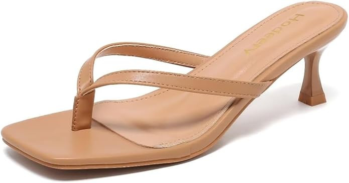 Women's Kitten Heels Thong Sandals Open Square Toe Flip Flop Low Heels 2.5 Inch Slip On Sexy Wome... | Amazon (US)