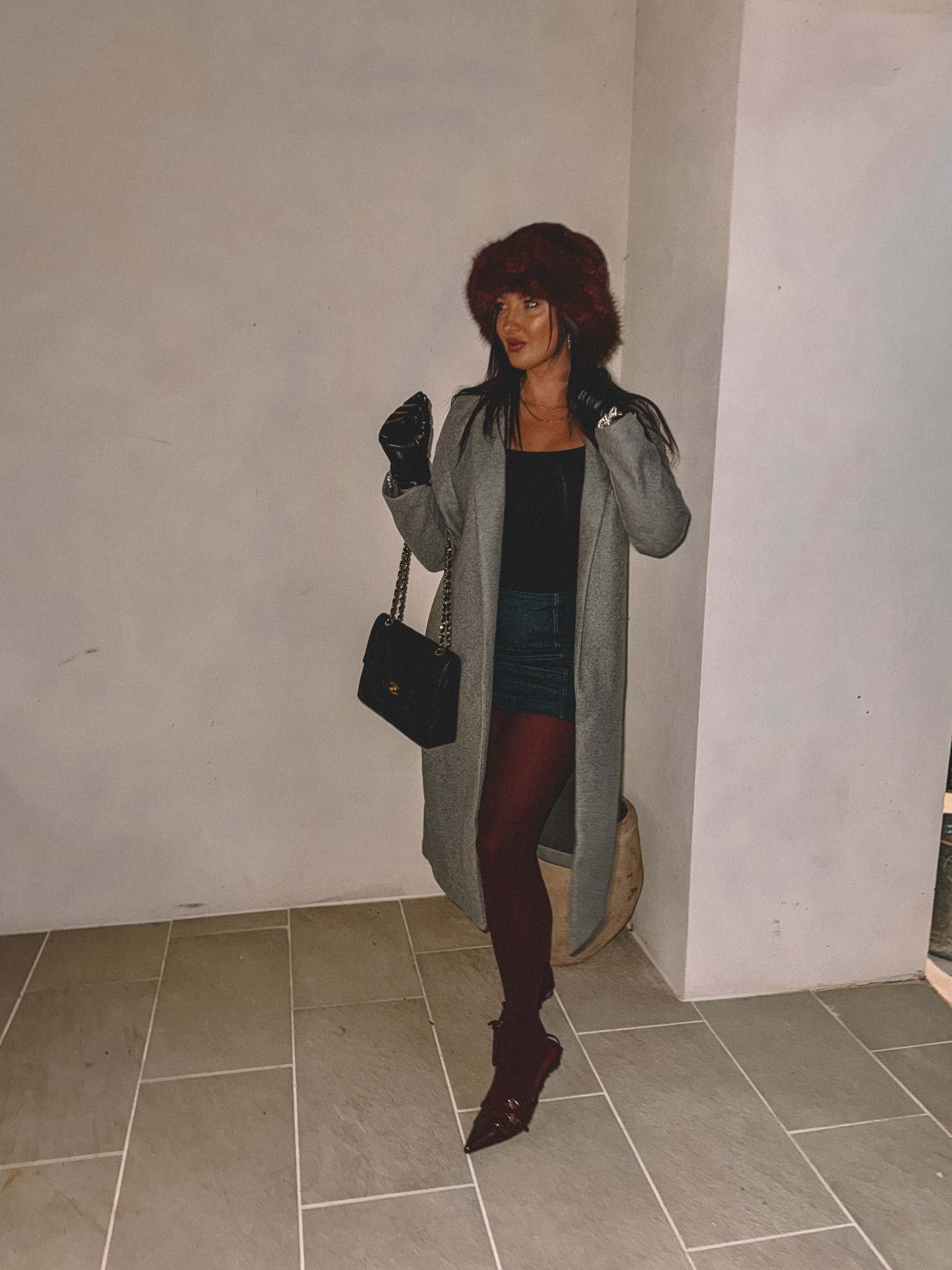 Burgundy winter outfit, burgundy tights outfit, grey and burgundy color combo, winter outfit ideas 

#LTKShoeCrush #LTKStyleTip #LTKFindsUnder100